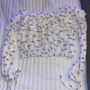 abercrombie & fitch floral off the shoulder top